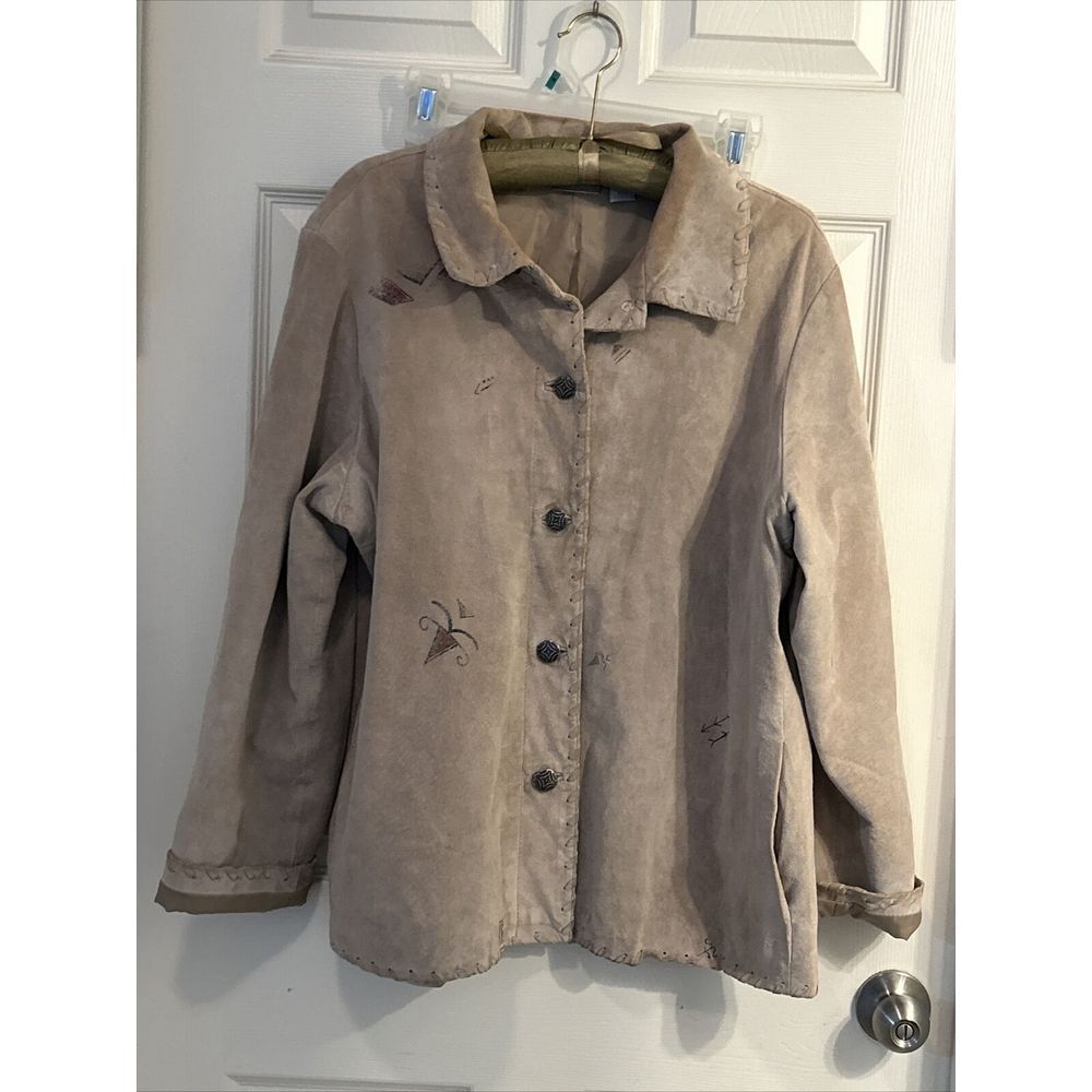 Chicos Leather Jacket Womens‎ Size 3 (Womens 16-18) Southwest Style VINTAGE